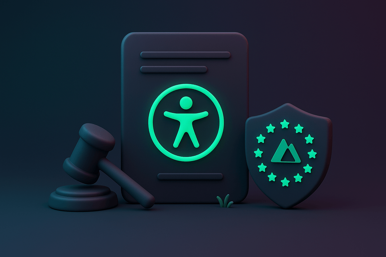 Accessible web development concept with code and UI elements