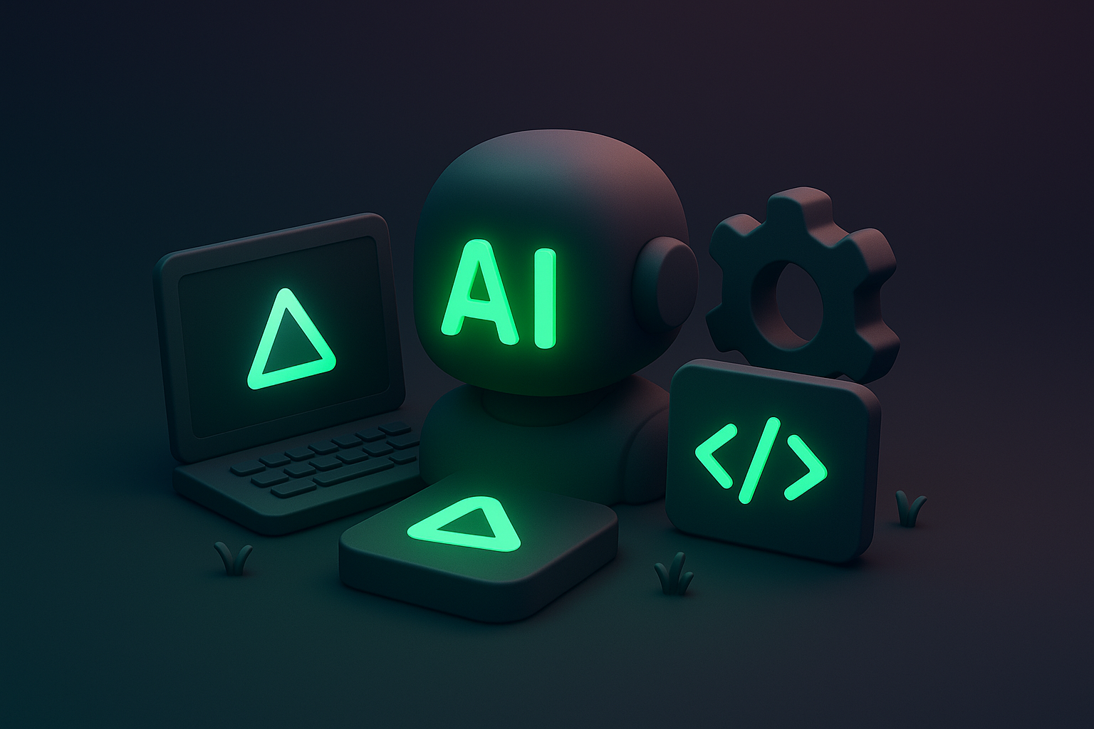 AI technology concept with coding and development