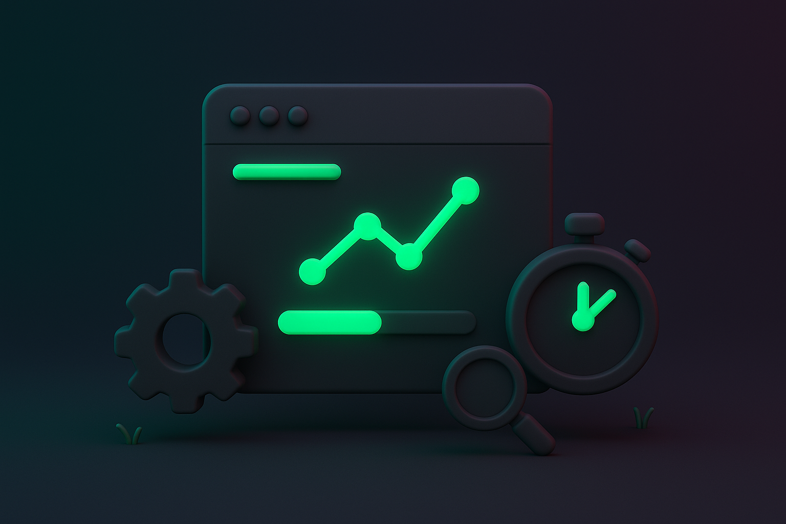 Website performance metrics on a digital dashboard