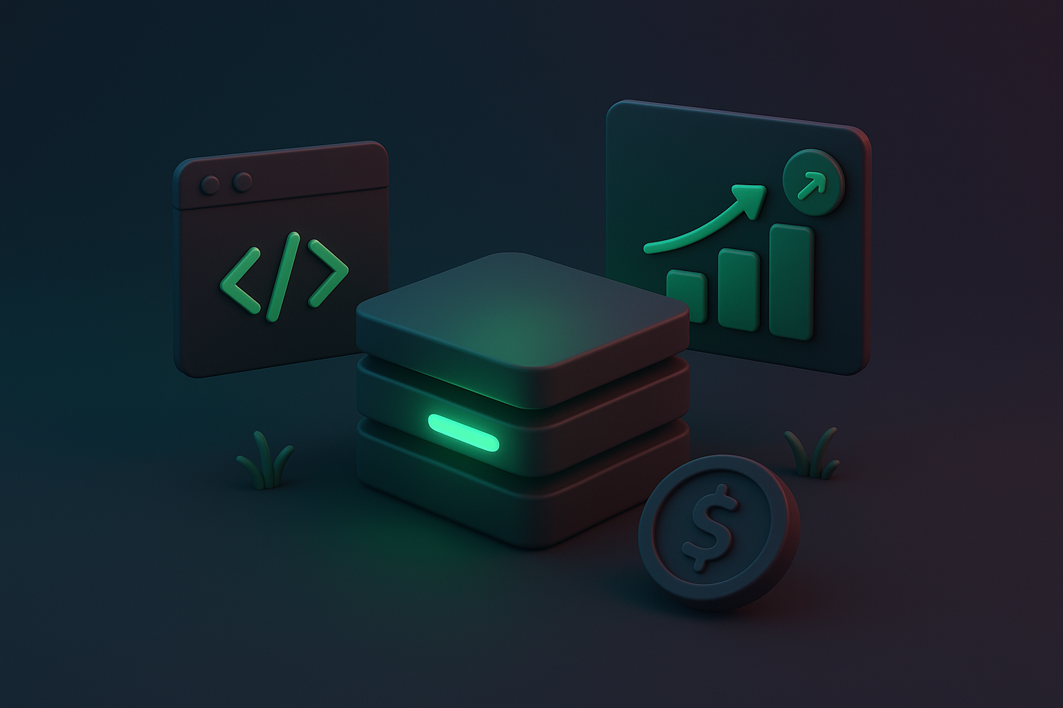 Modern technology stack on computer screen